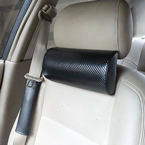 Car Seat Headrest Neck Pillow Travel Accessory Carbon Fiber Embroidery for Car