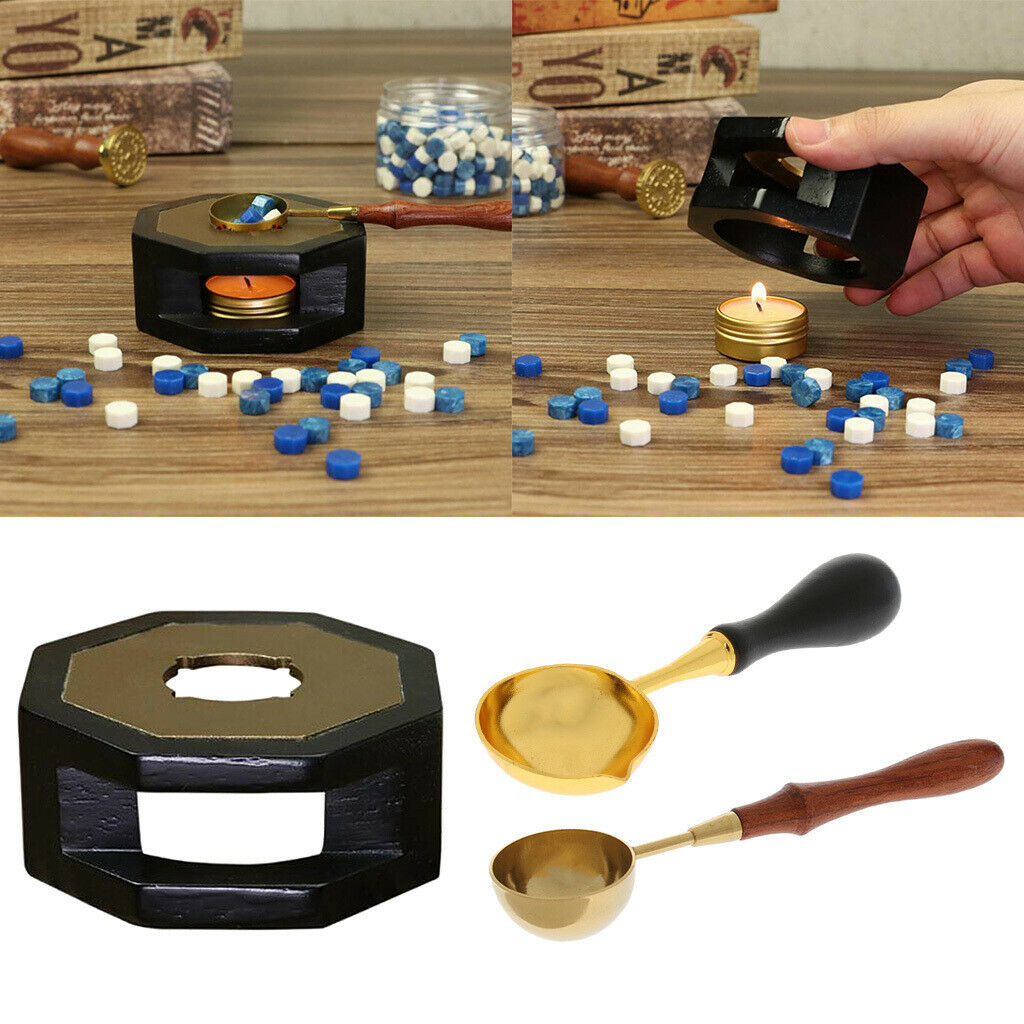 Wax Warmer Sealing Furnace Set Arts Stamp Tool Sticks Stove Pot w/ 2 Spoons