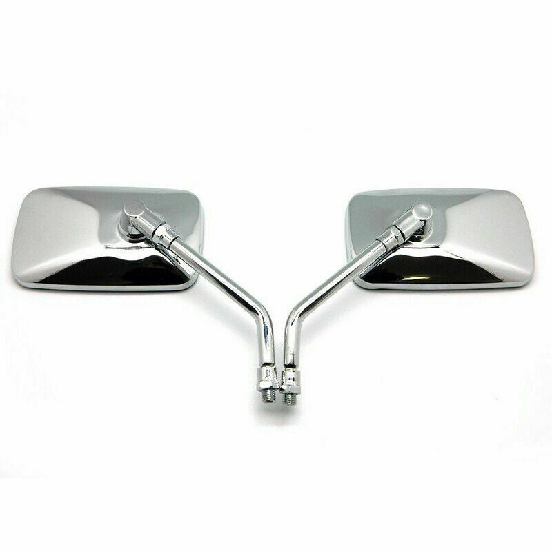 2PCS Chrome Motorcycle Rectangular Rearview Mirrors Clear Glass Adjusted Mirrors