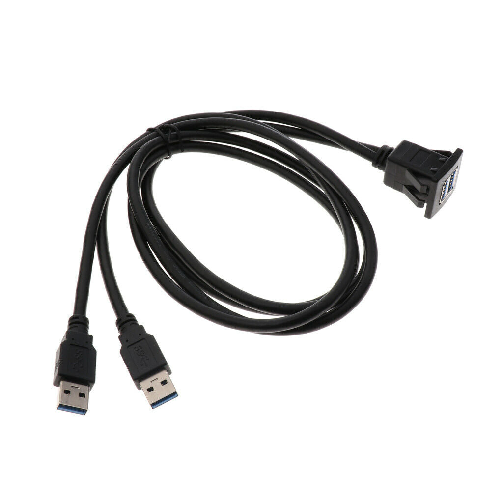 Brand New Durable Dual USB3.0 Extension Panel Cable Dashboard Square 1m