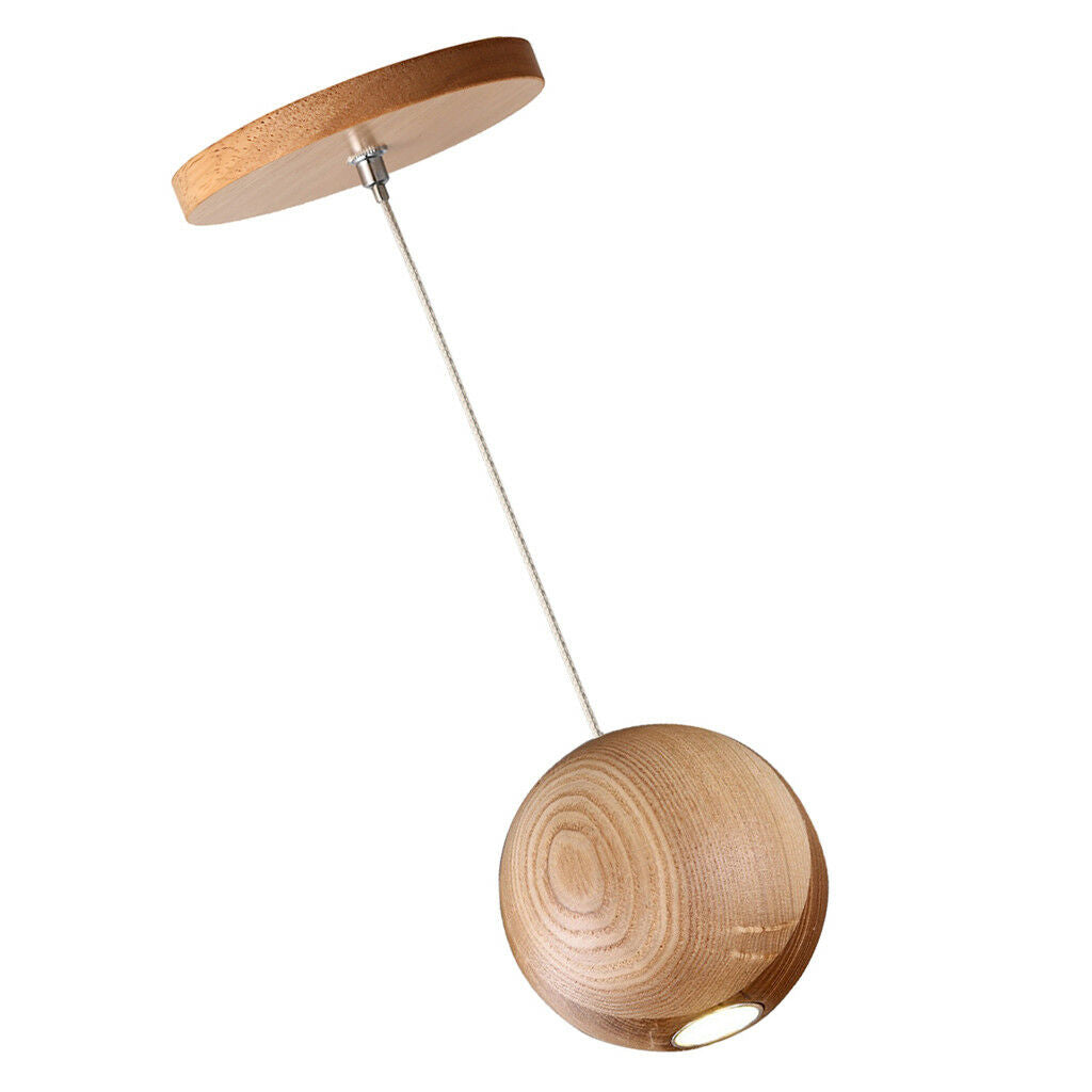 Dia.10cm Wooden Ball-shape Ceiling Pendant Lamps Shop Restaurant DIY Light