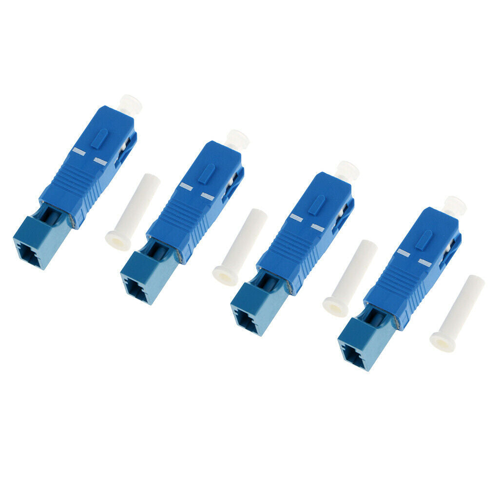 4Pcs Single Mode SC Male to LC Female SM Fiber Optic Connector Adapter Blue