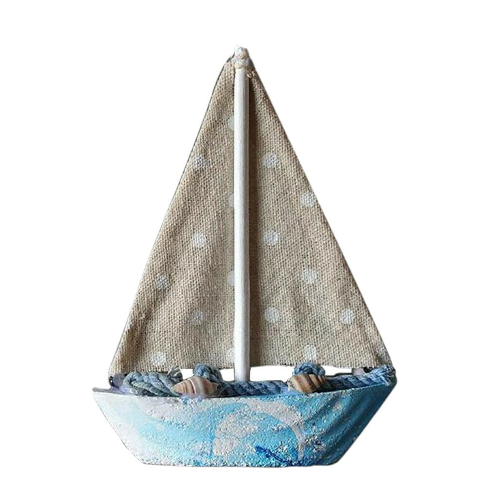 Handcrafted Wooden Nautical Sailing Ornament Home Office Desktop Decor Beige