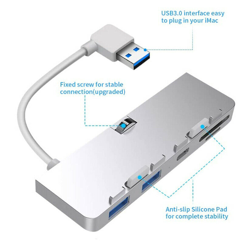 Rocketek Aluminum Alloy USB 3.0 Hub 3 Port Adapter Splitter with SD/TF Card ReZ7