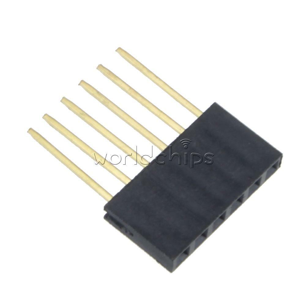 100pcs 2.54 mm 6 Pin Long Single Row Stackable Shield Female Header for Arduino