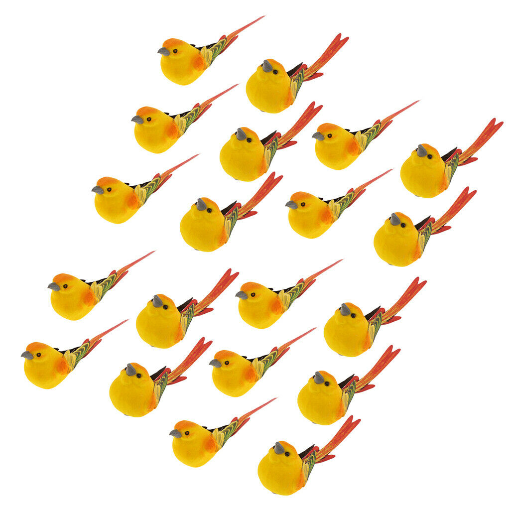 20Pcs Lifelike Artificial Feathered Foam Birds, DIY Crafts Ornament, for Home