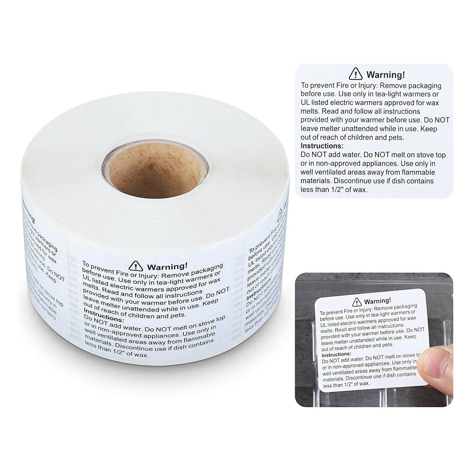 600 Pcs Oil Proof Candle Containers Warning Labels Wax Melting