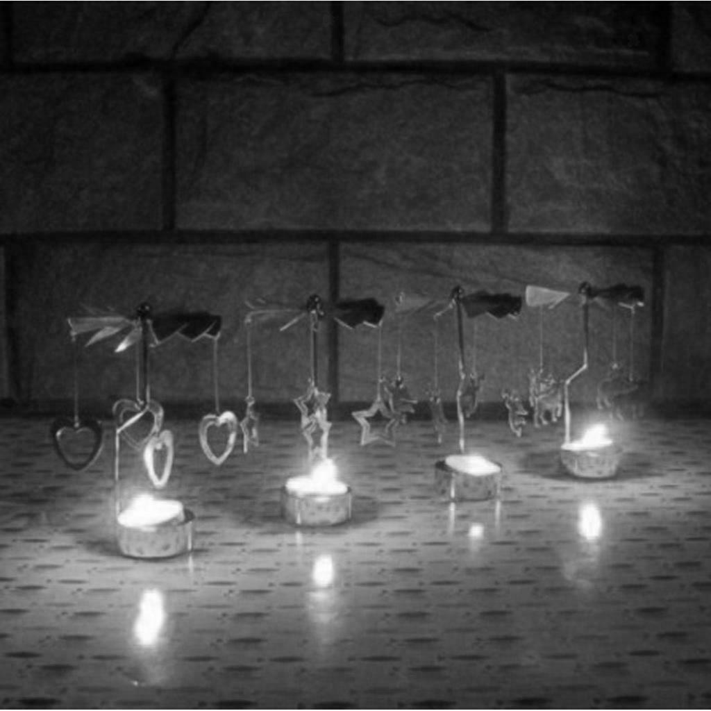 Set of 4 Rotary Candle Spinning Tea Light Candle Holder Metal Art Decoration