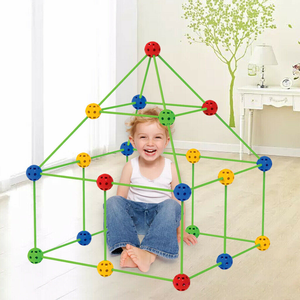 Fort Building Kit 120PCS Construction Play Tent Toys Round and Cloth