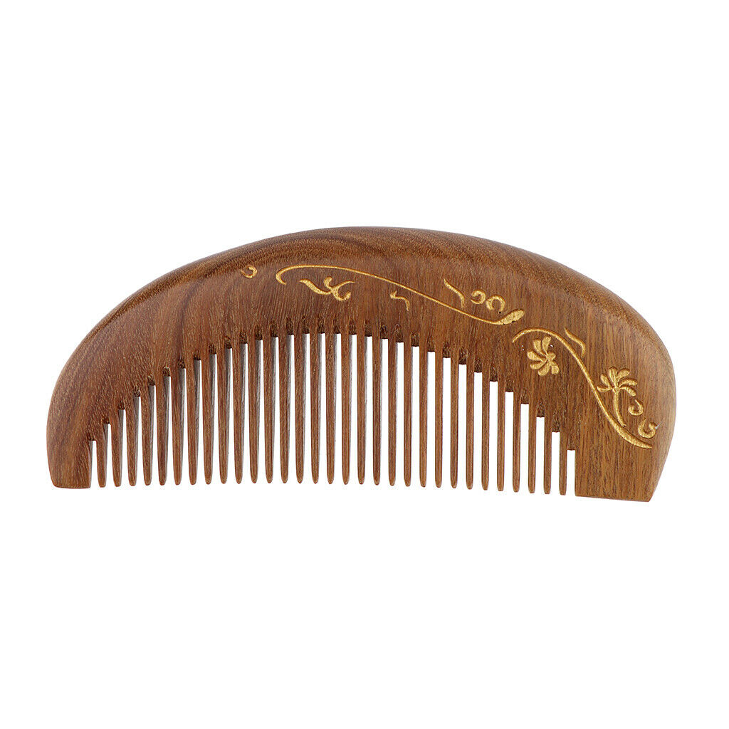 Wide Tooth Natural Wooden Hair Comb Anti-static Massage Detangler Comb Half Moon