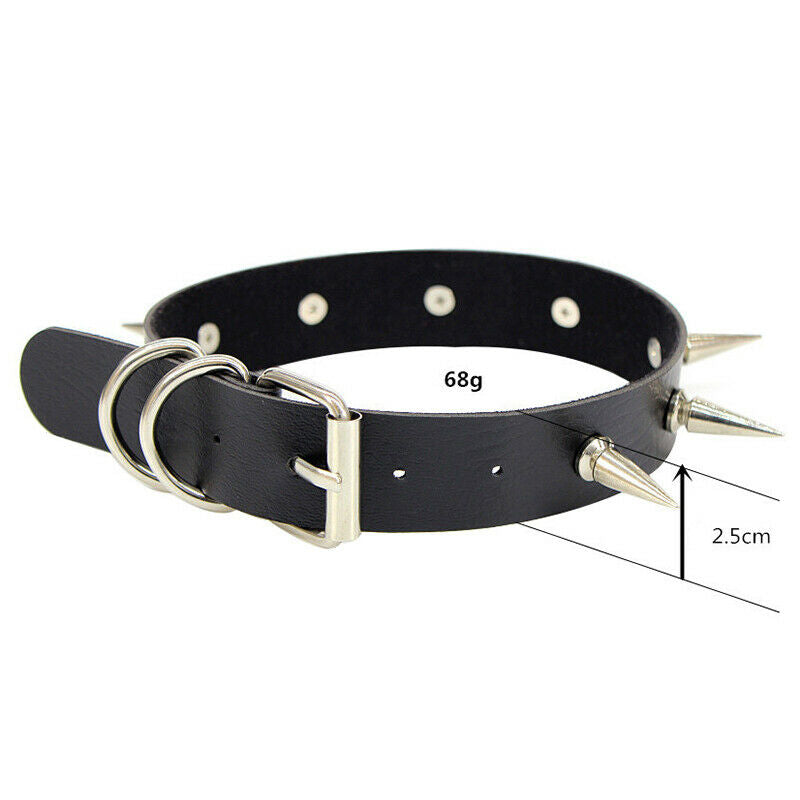 Adjustable Choker Rivet Necklace Leather Harajuku Spikes Gothic Punk Jewelery HN
