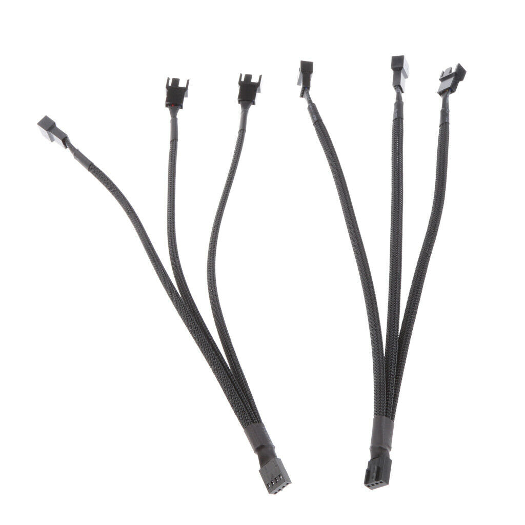 2pcs 4Pin PWM to 3x 3pin/4Pin Fan Splitter Power Cable Line Sleeved Braided