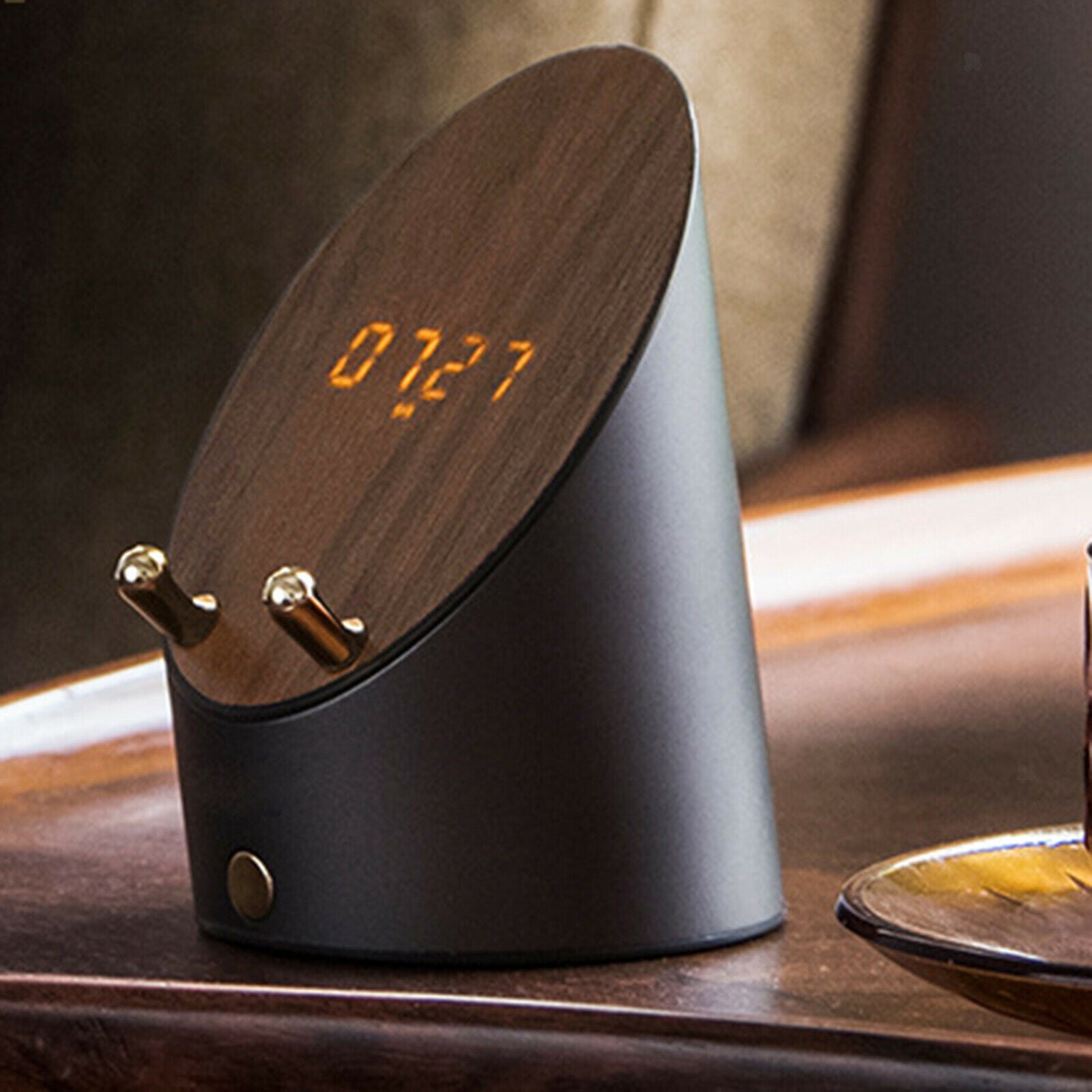 Wireless Speakers Cell Phone Stand Portable Clock Function Wood Screen