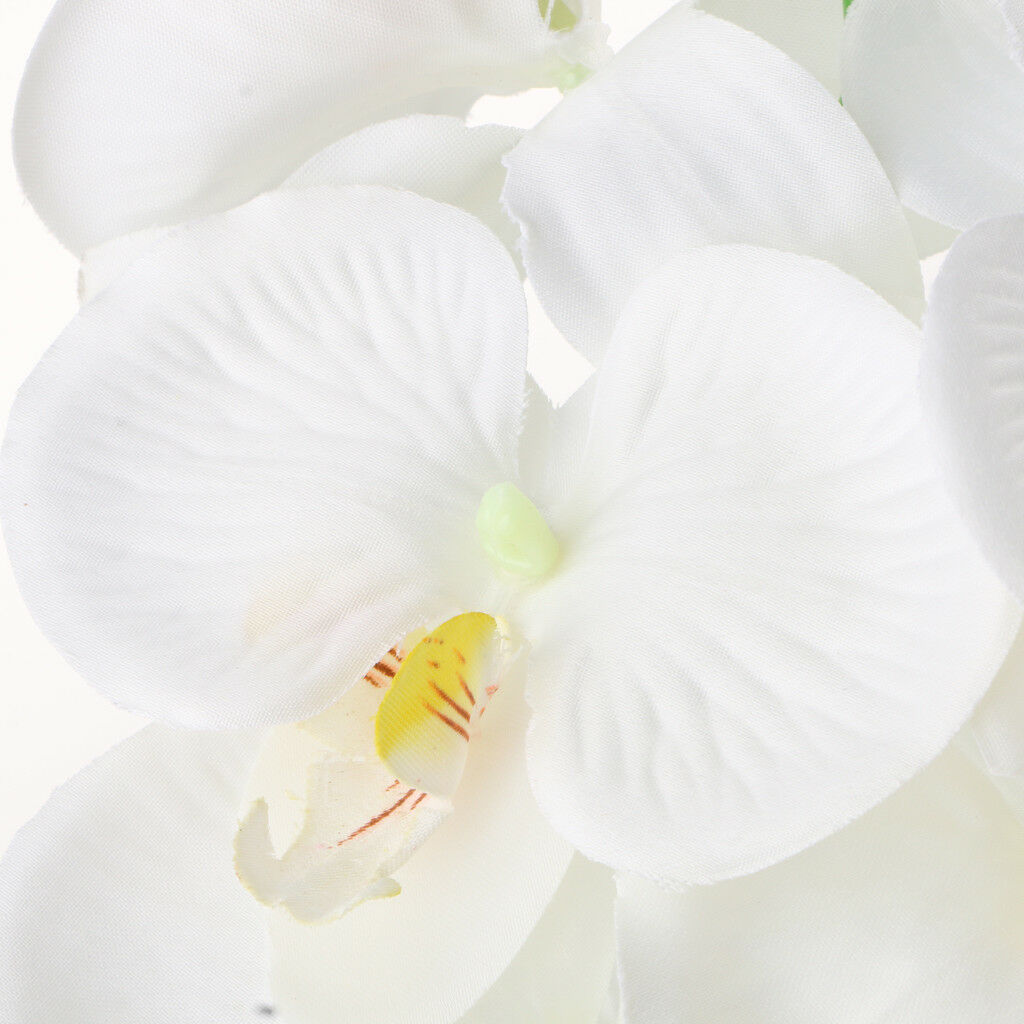 Lifelike Silky 93cm Artificial Phaleanopsis Orchid 9 Heads Flowers White