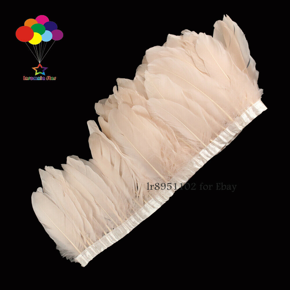 2 Meter Goose Feathers Trims Fringe DIY Flesh Sewing Crafts Costumes Decoration