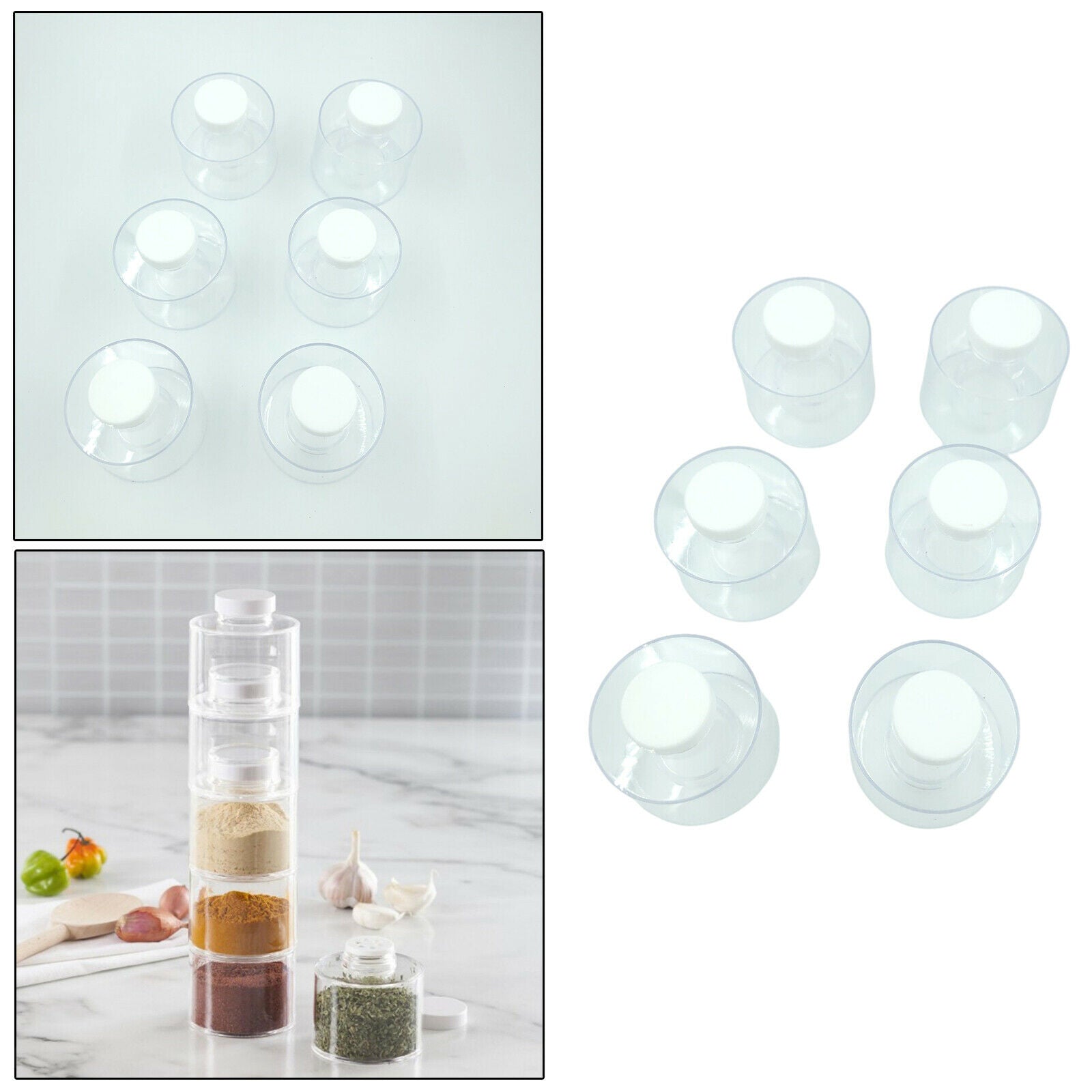 6x Stackable Reusable Camping Cooking Spice Jar Herbs Canister Organizer