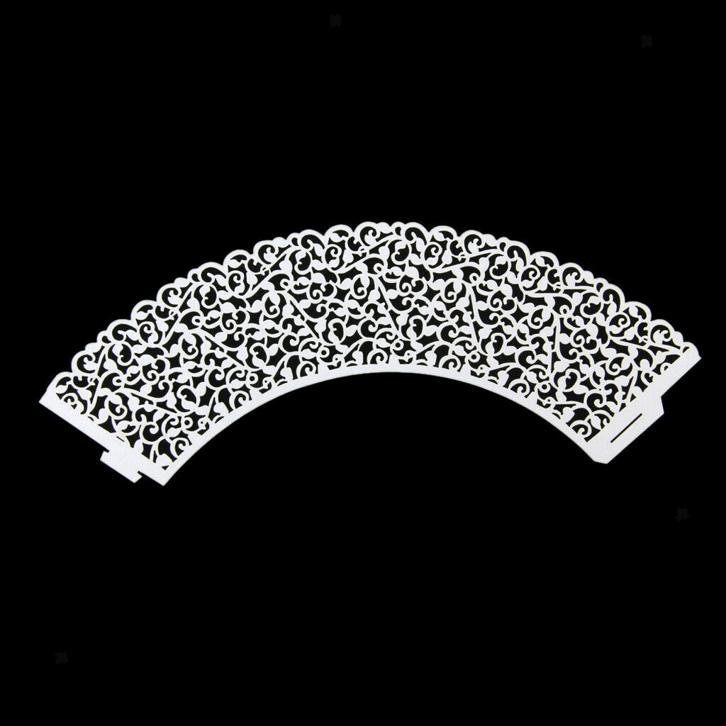 36pc Vines Hollow Cupcake Wrappers Muffin Cake Lace Wraps Case Wedding Ice white