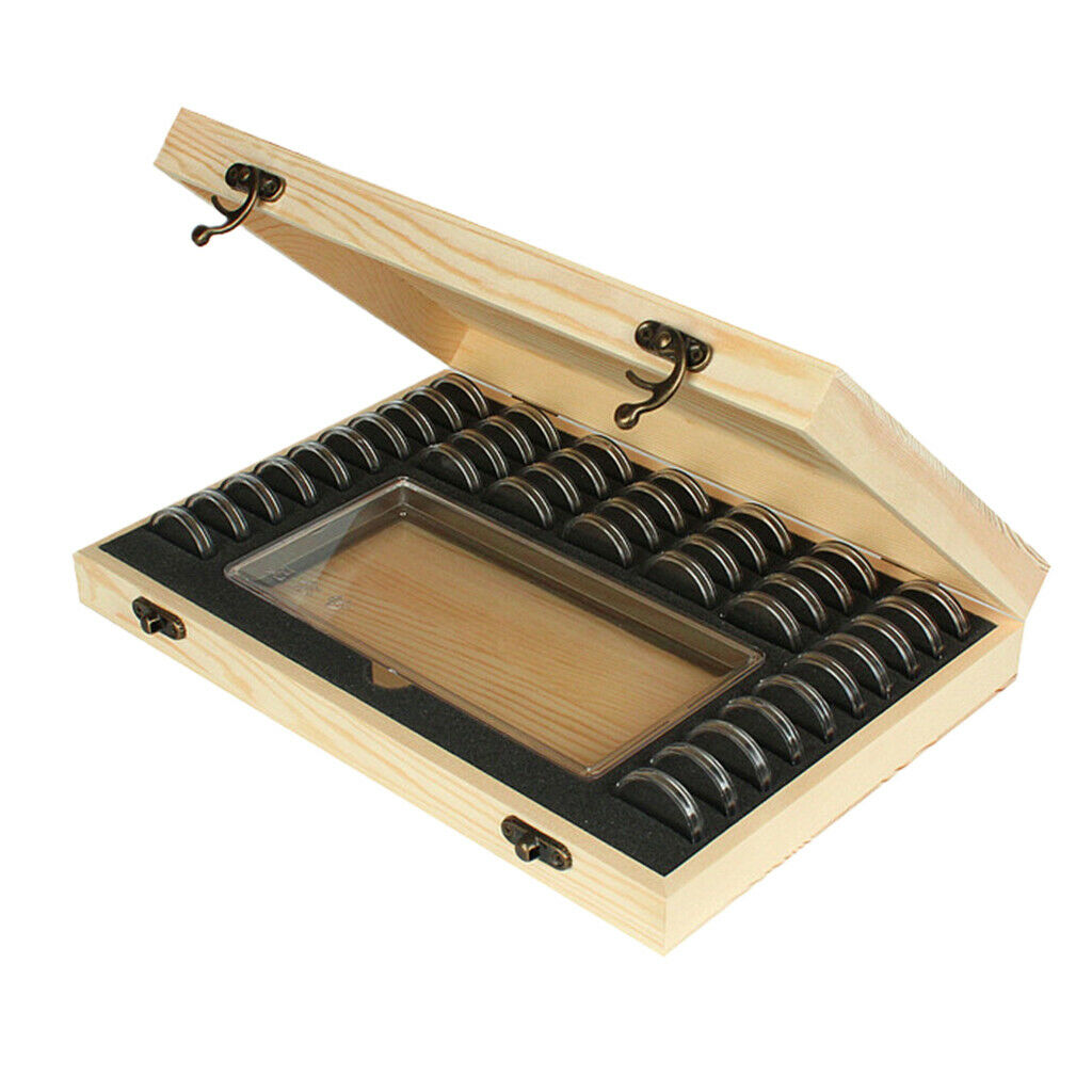 Coins Collection Storage Box Case Holder with 40x Transparent Round Capsules