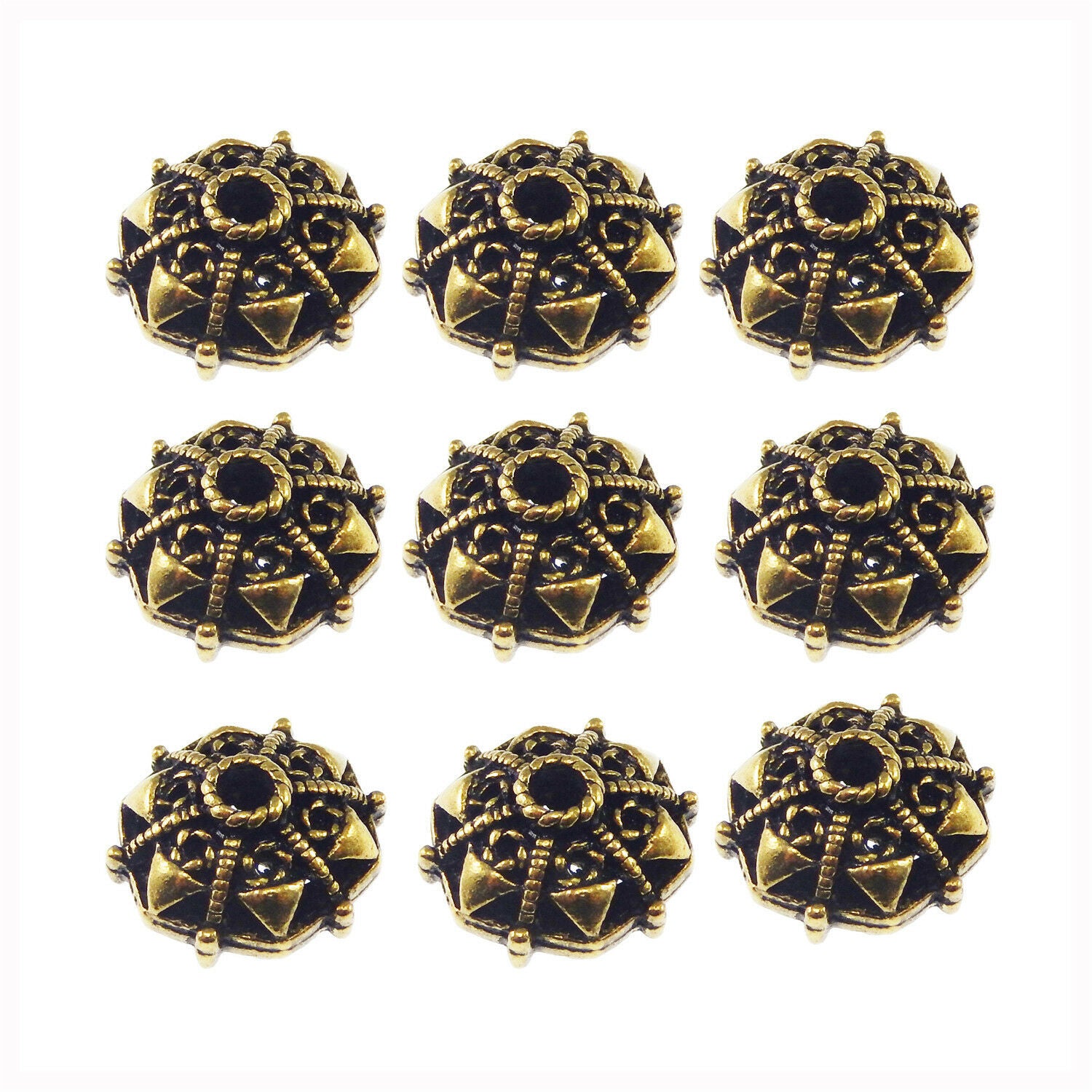 10 pcs Retro Bronze Alloy Hollow Loose Spacer Beads DIY Jewelry Bracelet Charms