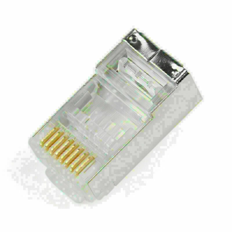 10Pc RJ45 Shielded Crimp Connector Modular Plug Head 8P8C Cat5e CAT6 STP LAN CN