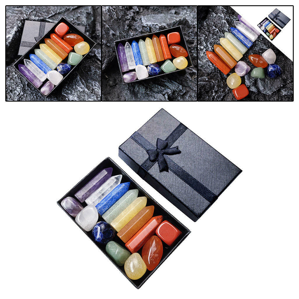 Crystals and Stones with Display Box Home Gemstones Specimens Collection -