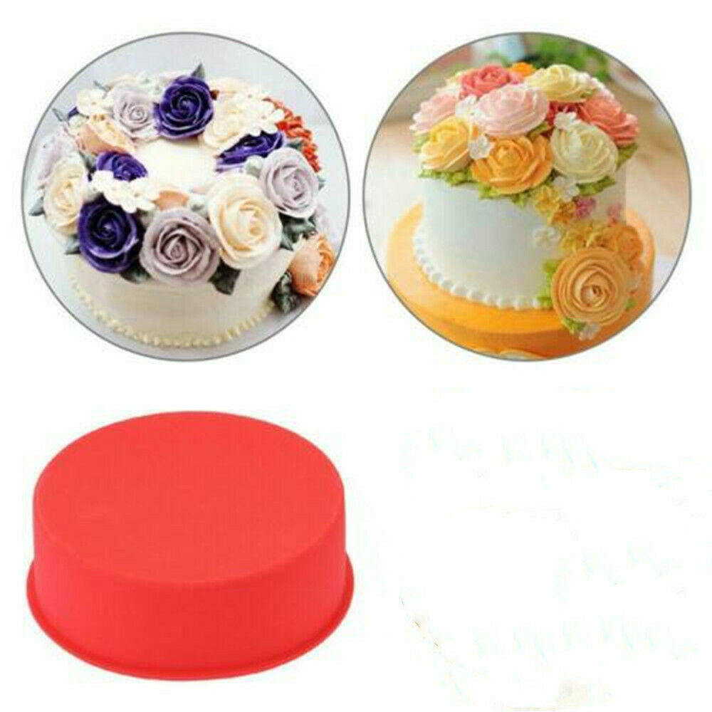 4" Silicone Round Bread Mold Cake Pan Muffin Mould Bakeware Baking Tray Tool Red