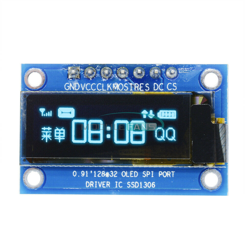 0.91" 128x32 Blue OLED LCD Display Module SPI Interface for Arduino/STM32 /51