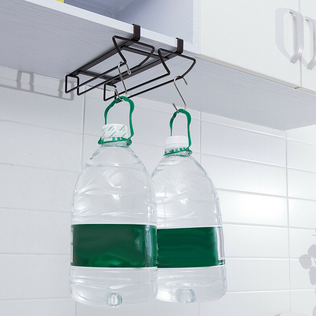 Under Cabinet Row Wine Glass Rack Hanging Cup Home Stemware Hanger Shelf