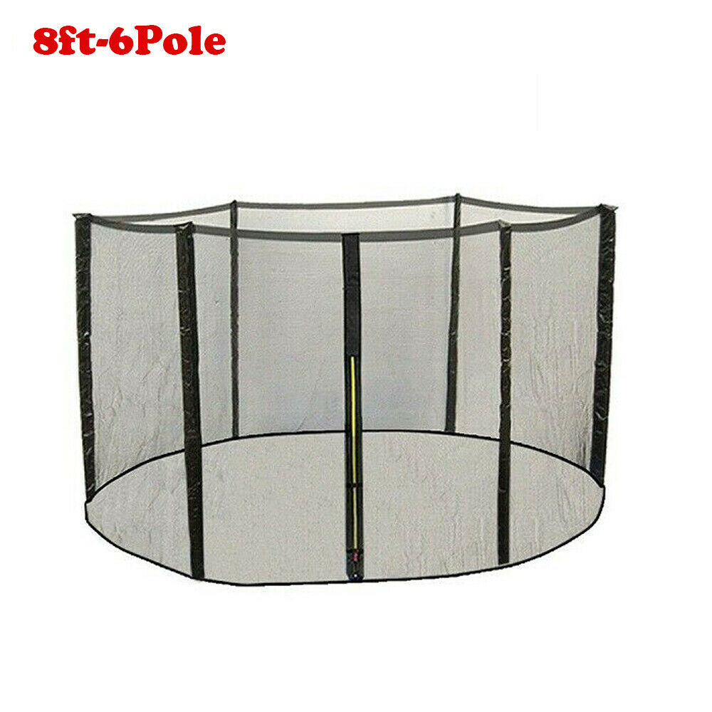 8ft 6-pole REPLACEMENT TRAMPOLINE SAFETY NET ENCLOSURE SURROUND PROTECT NETTING