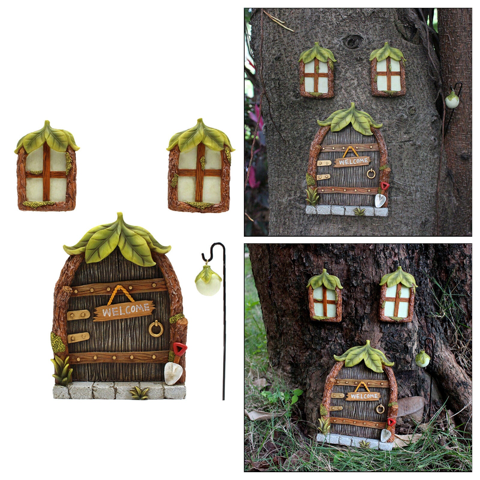 Glow in The Dark Fairy Door and Windows for Kids Room Decor with Bonus Fairy