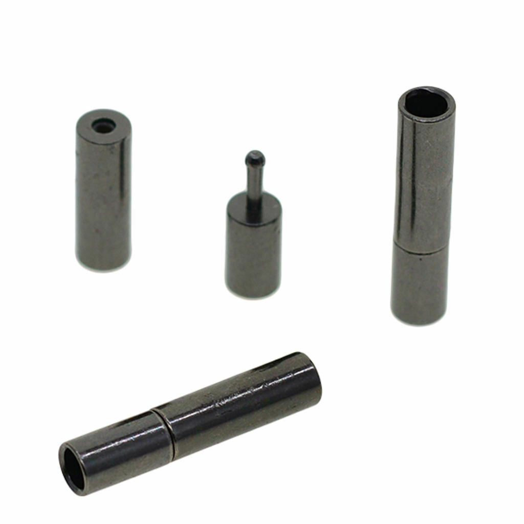 10 Set Black Glue In Bayonet Tube Clasp DIY Bracelet End Caps For 2mm Cord