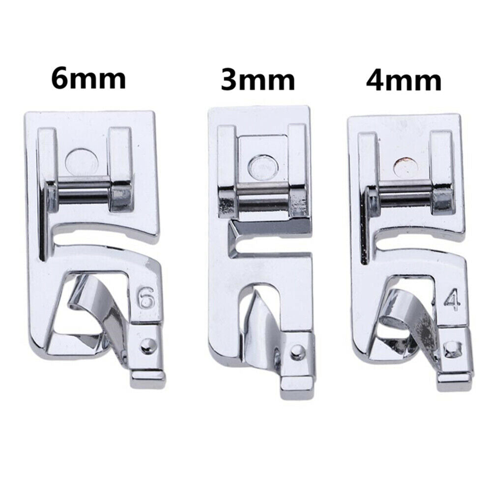 3pcs Narrow Rolled Hem Sewing Machine Presser Foot Set Sewing Accessories @