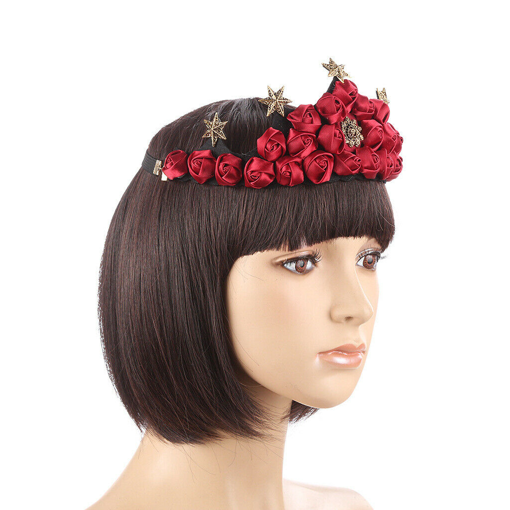 Christmas Wreath Red Roses Crown Performance Prom Party Bride Hair Accessory