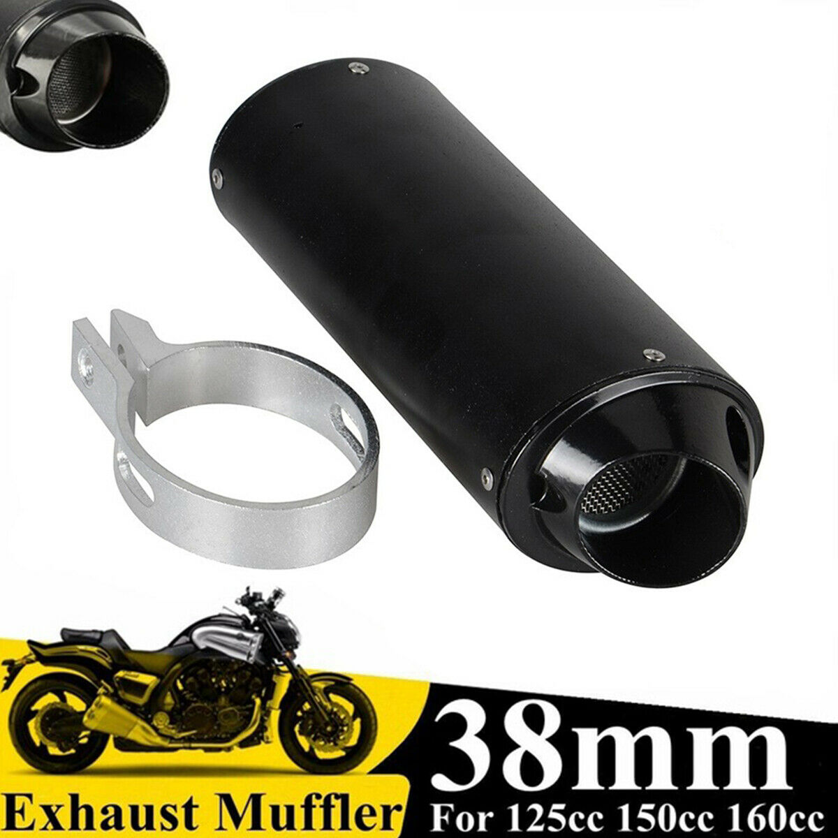 Black Muffler Exhaust Pipe For 125 150 160cc Dirt Pit bike ATV Motorcycle