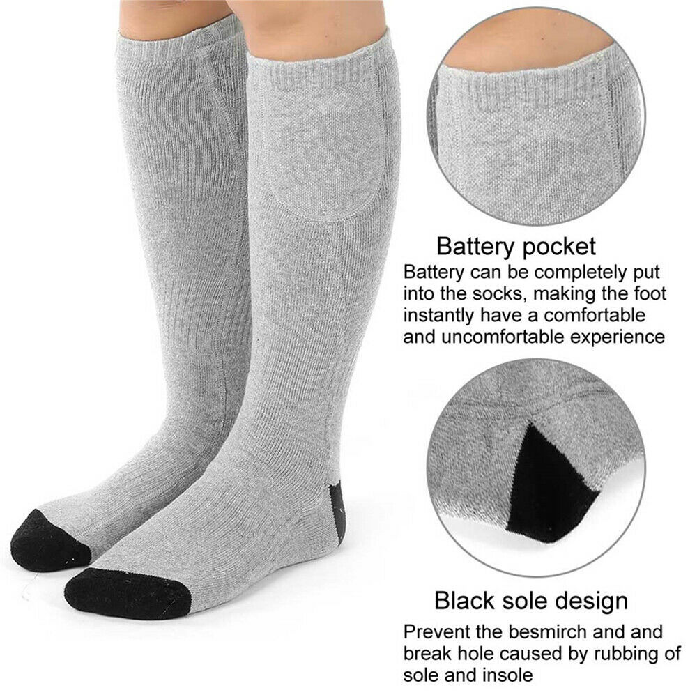 Battery Electric Heated Socks Feet Warmer Outdoor Warm Socks Winter Thermal NEW