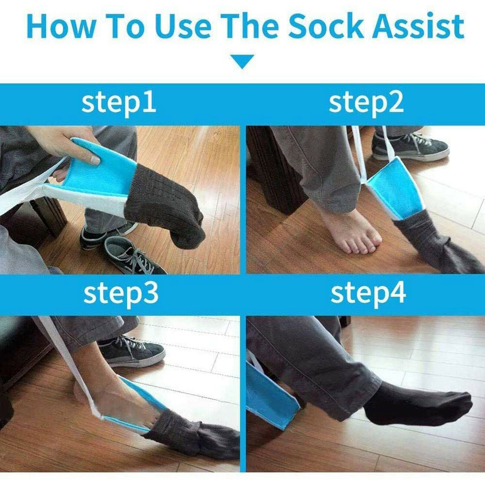 Flexible Sock Aid Kit Slider Pulling Assist Device for Putting On Socks