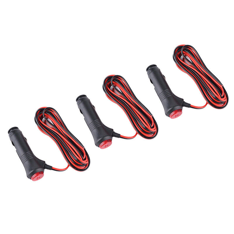 3pcs 1.5m 12V 24V Car Cigarette Lighter Power Supply Cord Connector +Switch