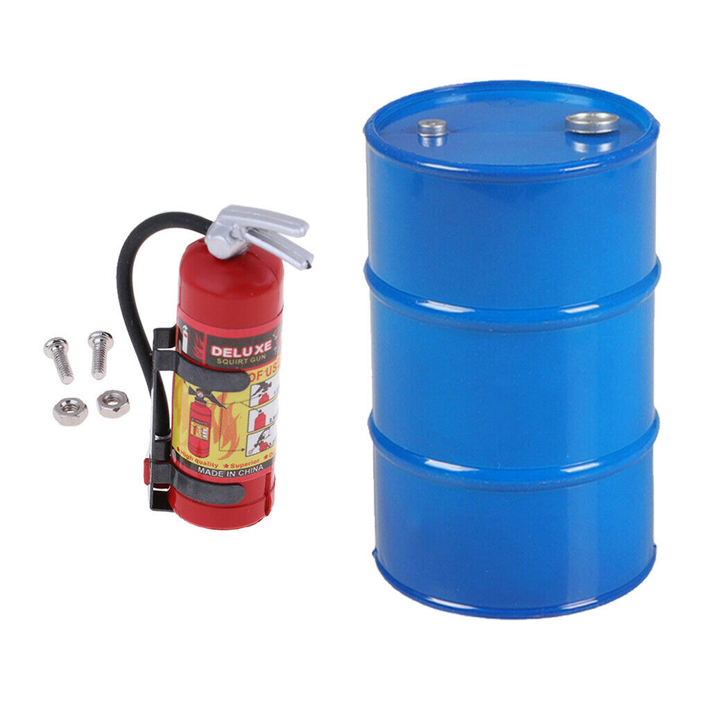 2Pcs Oil Drum Fire Extinguisher Decoration for 1:10 RC Crawler Car Accessory