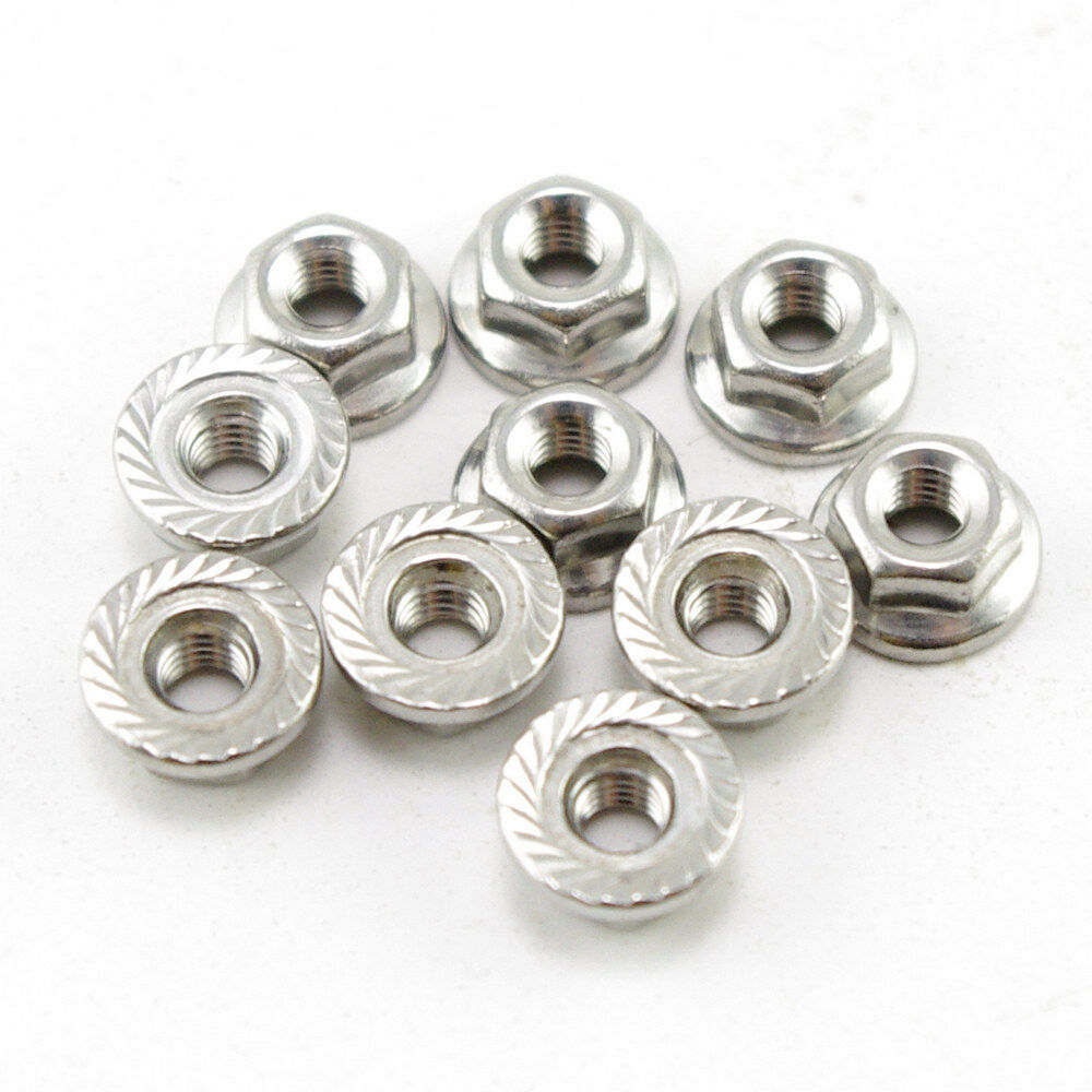 (50) Metric M3 304 Stainless Steel Hex Head Serrated Spinlock Flange Nuts