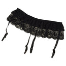 Sheer Double-layer Lace Garterbelt Garter Belt Skirt - Black