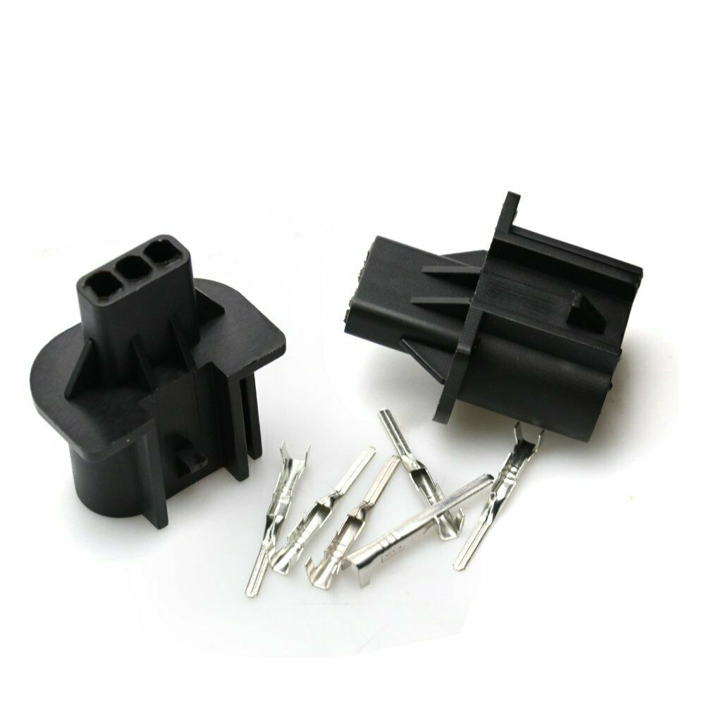 2pcs H13 9008 Male HID Xenon Bulbs Connector Halogen Bulb Plug + Terminal Pins