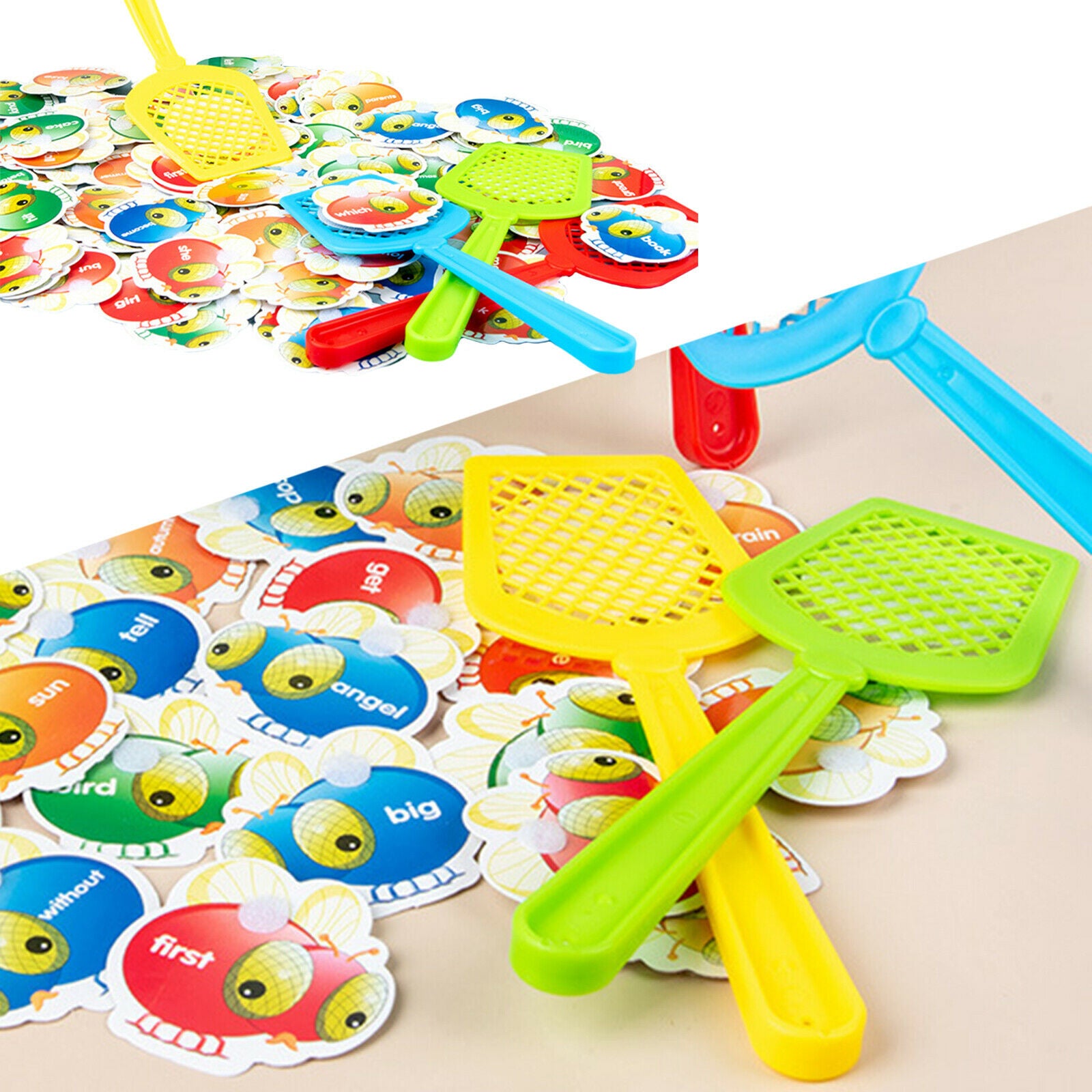 Fly Swatter Toys Sight Word Game Kindergarten for School with 4 Fly Swatters