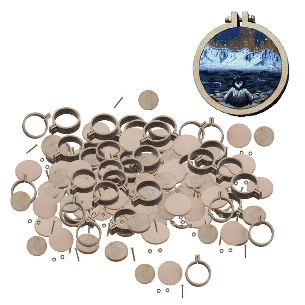 70Pcs Mini Wooden Embroidery Hoop Frames Embroidery Hoop Sewing Crafts 20mm