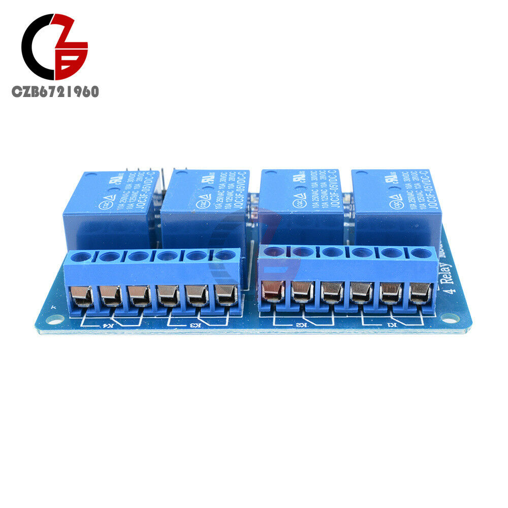 10PCS Four 4 Channel Relay Module DC 5V With Optocoupler Arduino PIC ARM AVR DSP
