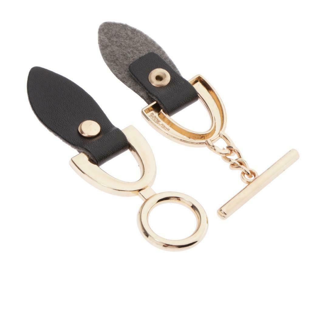 2 Pairs Sew on Leather Sewing Buckle with Metal Clasp Hook Sewing Fasteners