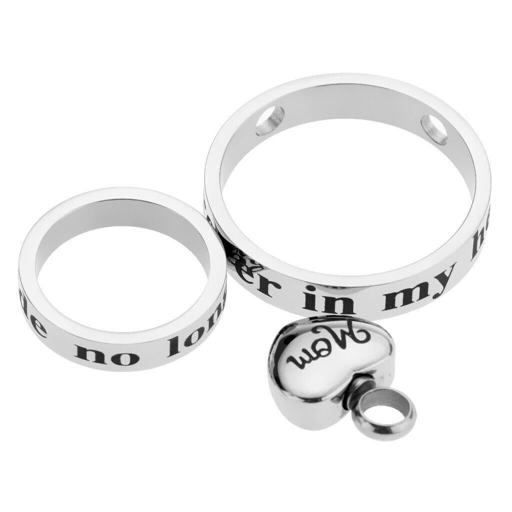 Forever in My Heart Stainless Steel Urn Pendant Double Loop Urn Mom