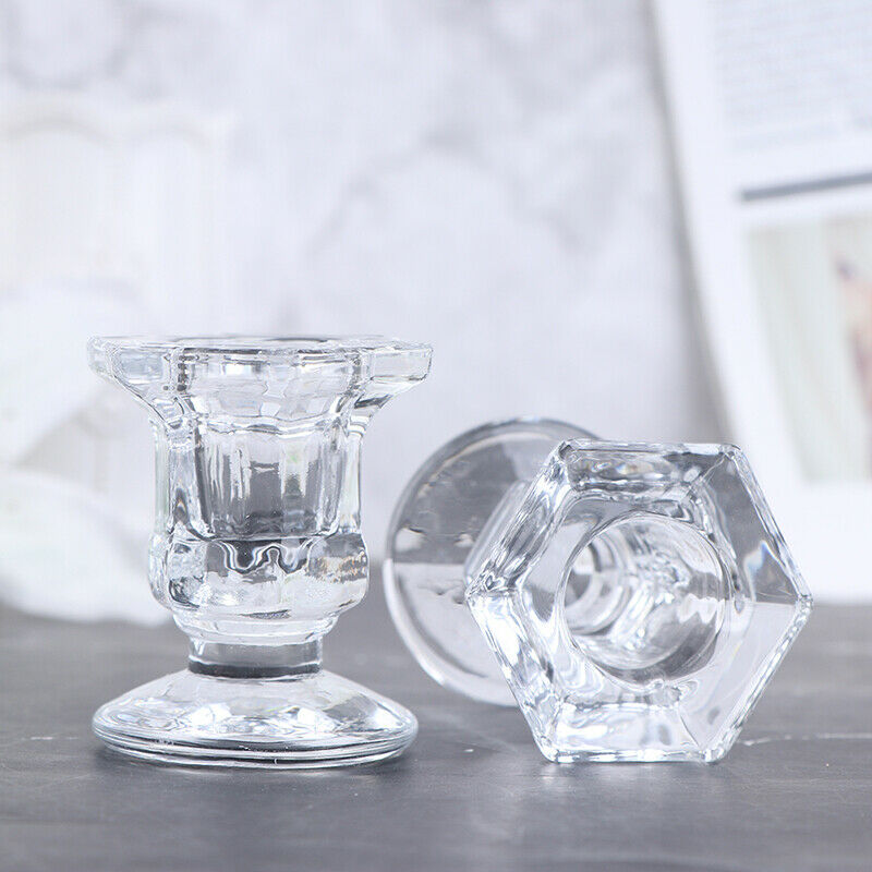 Wedding Candlestick Transparent Crystal Glass Candle Stand Dining Home De.l8