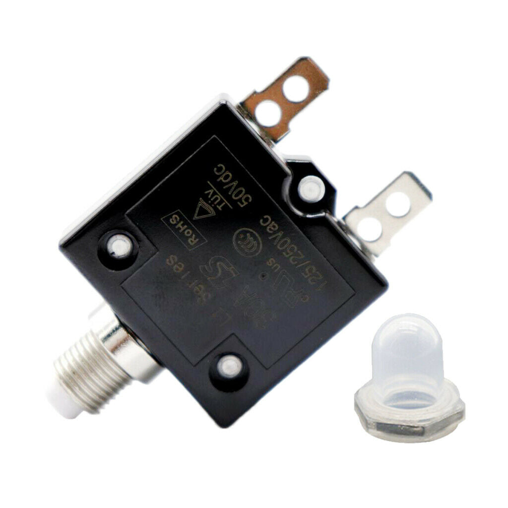 50V DC Push Button Circuit Breaker Manual Overload Protector Switch Fuse