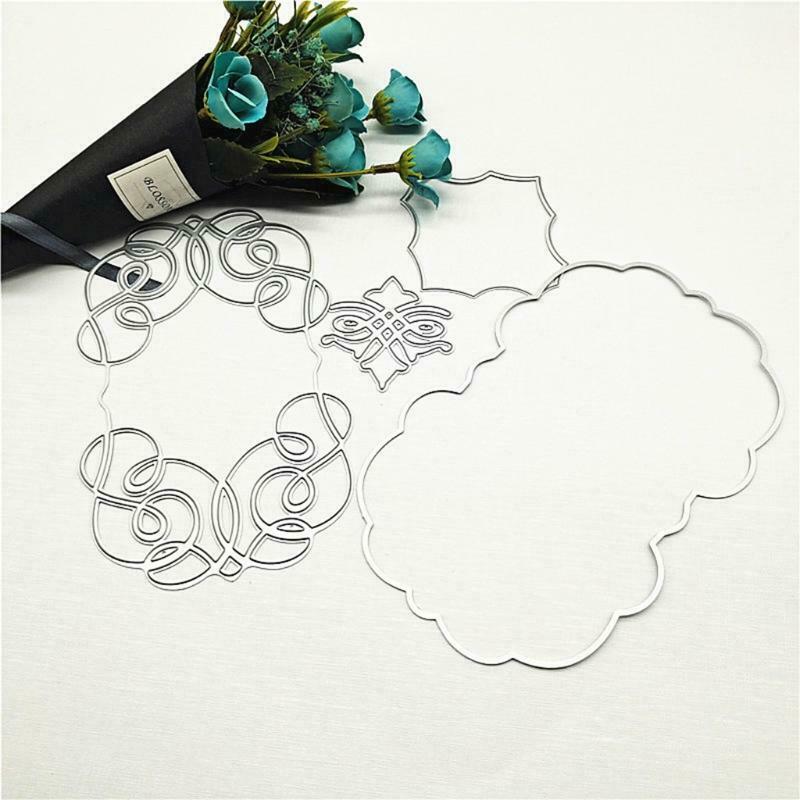 Striped Floral Background Metal Cutting Dies Greeting Card Stencil DIY Template
