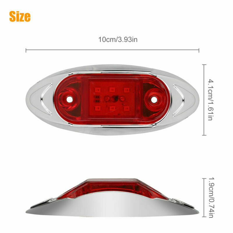 10X Side Marker Clearance Trailer Truck RV LED Light Amber/Red Waterproof 12/24V